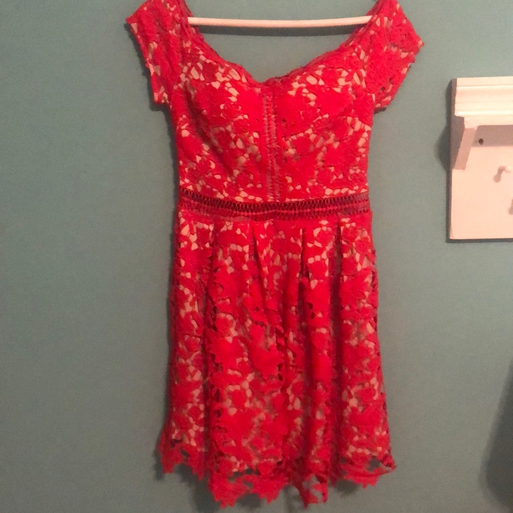Red lace dress!